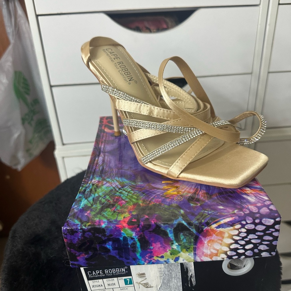 Cape Robbin Gold and Silver Strappy Heels